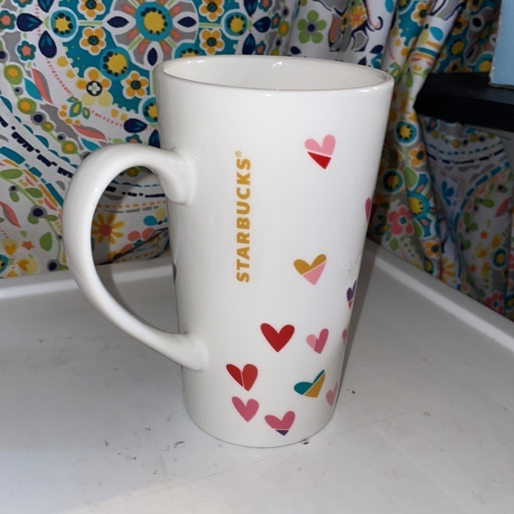 14 fl oz heart Starbucks white ceramic mug